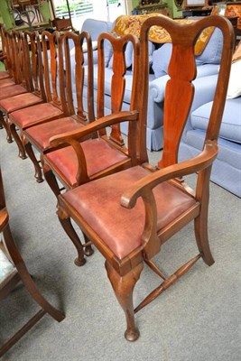 Lot 504 - Eight Queen Ann style walnut dining chairs