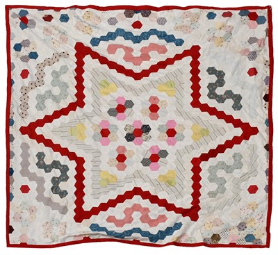 Lot 2302 - Late 19th Century Hexagonal Patchwork Bed...