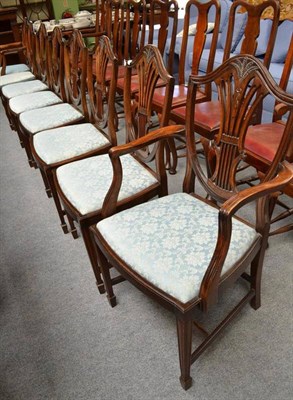 Lot 505 - A set of eight mahogany Hepplewhite style dining chairs including two carver chairs