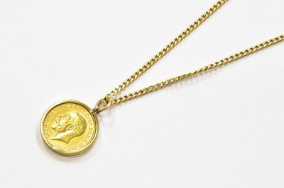 Lot 376 - A Sovereign Pendant on Chain, dated 1915, in a...