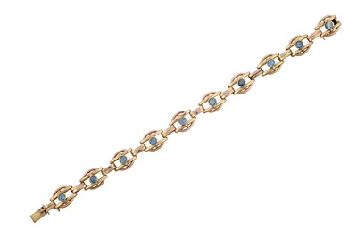 Lot 2323 - An Aquamarine Bracelet ten round cut...