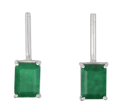 Lot 2307 - A Pair of Green Quartz Earrings the...