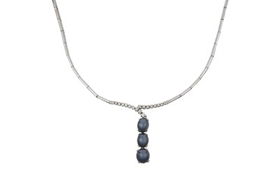 Lot 2277 - A Star Sapphire and Diamond Necklace a white...