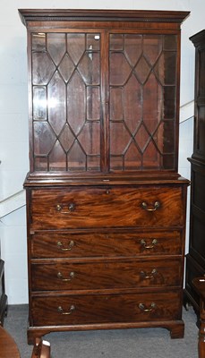 Lot 1384 - A George III Mahogany Secretaire Bookcase, the...