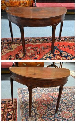 Lot 521 - A pair of Georgian D-end/hall tables, 112cm wide