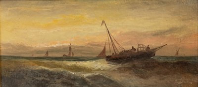 Lot 1096 - William Hale (1837-1929) Seascape with boats...