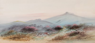 Lot 1070 - M. Cumming (20th Century) Hilly landscape with...