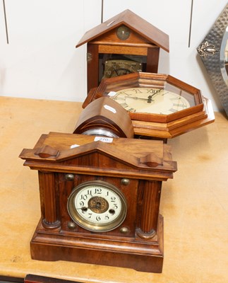 Lot 270 - A Mantel Timepiece, Two Striking Mantel Clocks...