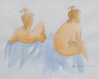 Lot 1032 - G. E. Thomas (20th Century) Study of nudes...