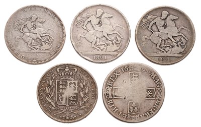 Lot 80 - Assorted UK Crowns, 5 in total to include:...