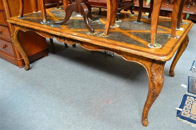 Lot 527 - A marble and walnut library table, in Italian style, 196cm wide