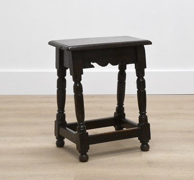 Lot 479 - An Oak Joint Stool, late 17th century, of peg...