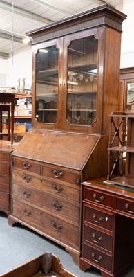 Lot 1328 - A George III Mahogany Bureau Bookcase, with...