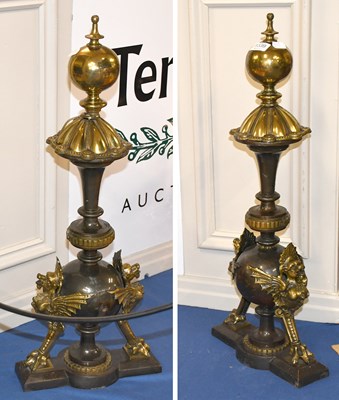 Lot 1339 - A Pair of Reproduction Brass and Paternated...