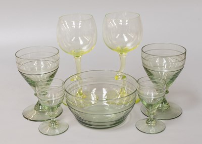 Lot 218 - A Set of Four Uranium Glass Wines, with...