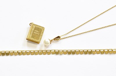 Lot 385 - A 9 Carat Gold Fringe Necklace, length 39.2cm;...