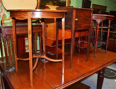 Lot 542 - An Edwardian two tier window table, a Georgian commode and a circular inlaid occasional table