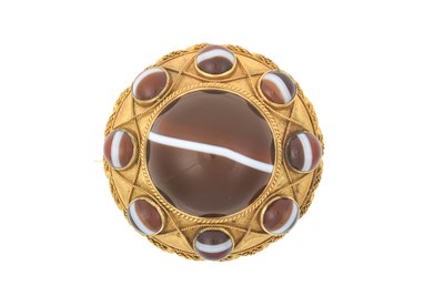 Lot 2347 - A Victorian Banded Agate Mourning Brooch the...