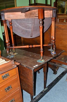 Lot 545 - Georgian oak drop leaf table and a Victorian Sutherland table