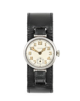 Lot 2469 - Rolex: A Silver "Trench" Wristwatch, signed...