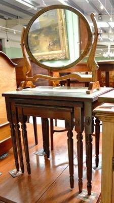 Lot 547 - Nest of three occasional tables and a wall mirror