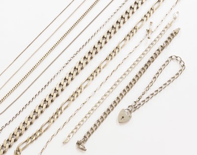 Lot 396 - A Quantity of Silver and White Metal Chains,...