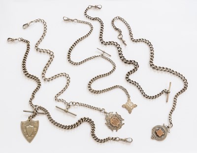 Lot 359 - Five Silver/White Metal Watch Chains, four of...