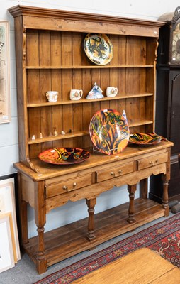 Lot 1299 - An Enclosed Pine Dresser and Rack, in the...