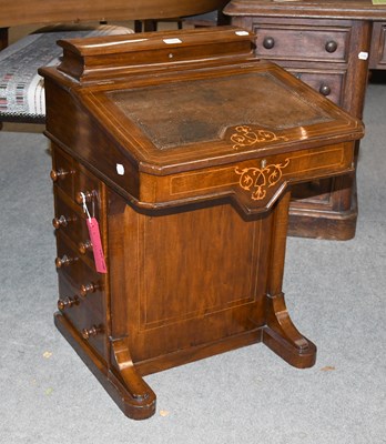 Lot 1355 - A Late Victorian Inlaid Mahogany Davenport,...