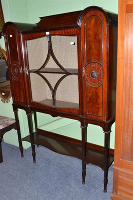 Lot 558 - A late 19th century mahogany display cabinet with glazed central section flanked by two panel...