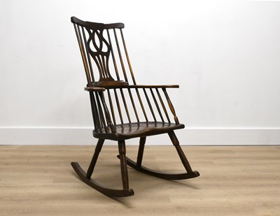 Lot 512 - An Ash and Elm-Seated Rocking Windsor Chair,...