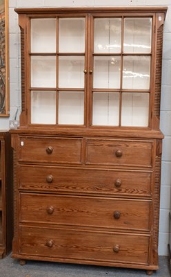 Lot 1309 - A Victorian Pitch Pine Bookcase on Chest Base,...