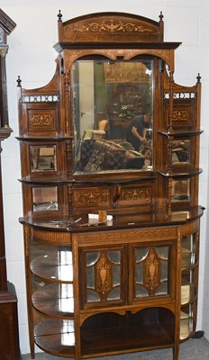 Lot 1387 - A Victorian Marquetry Inlaid Rosewood Mirror...