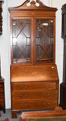 Lot 1389 - An Edwardian Mahogany Bureau Bookcase, with...