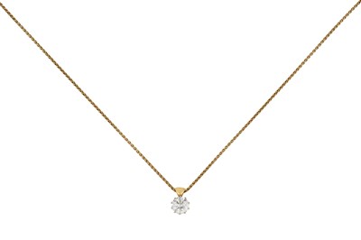 Lot 2023 - A Diamond Solitaire Pendant on Chain the round...