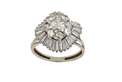 Lot 2096 - A Diamond Cluster Ring the central raised...