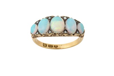 Lot 2384 - An 18 Carat Gold Opal Five Stone Ring the...