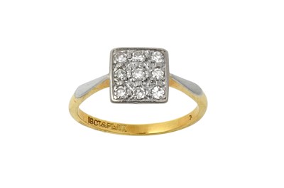 Lot 2402 - A Diamond Cluster Ring the square plaque set...