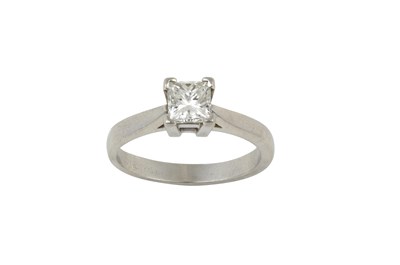 Lot 2004 - A Platinum Diamond Solitaire Ring the princess...