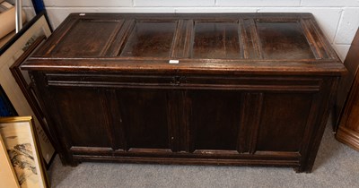 Lot 1312 - An 18th Century Oak Coffer, with four panels...