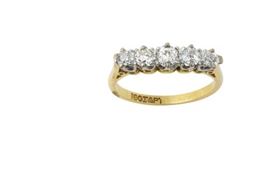 Lot 2400 - A Diamond Five Stone Ring the graduated old...