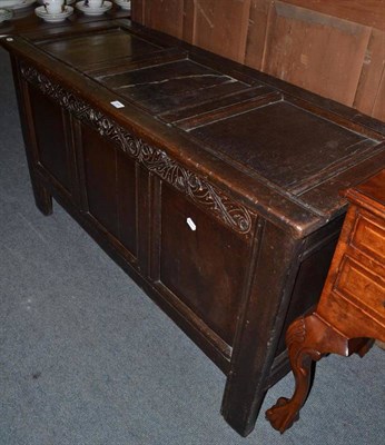 Lot 570 - Large 18th century carved oak coffer