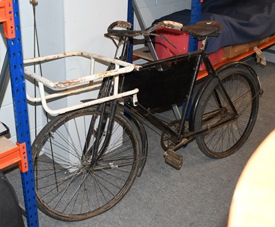 Lot 1371 - A Black and White-Painted Butchers Bike, with...