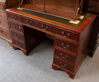Lot 1327 - A Reproduction Leather Inset Mahogany Pedestal...