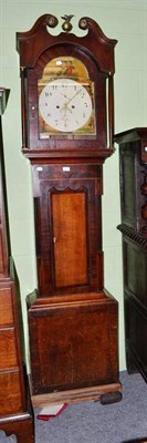 Lot 576 - A late 19th century mahogany inlaid longcase clock with painted arched dial signed J Pratt of...