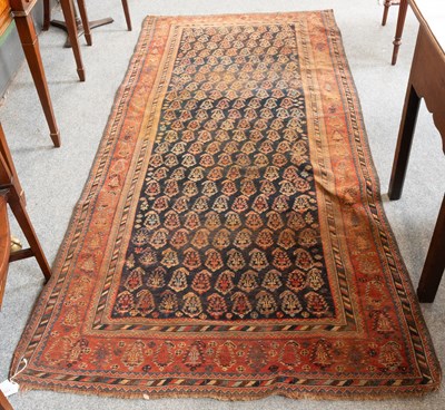 Lot 1109 - Khamseh Rug, the deep indigo field with rows...