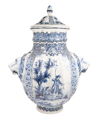 Lot 76 - A Large Dutch Delft Jar and Cover, late 19th...