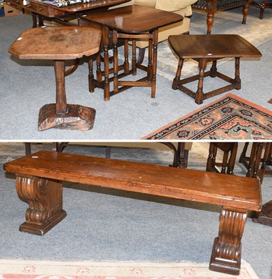 Lot 1236 - A Naturalistic Form Oak Lamp Table, an oak...