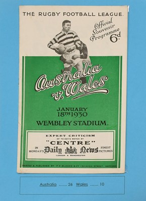 Lot 3015 - Rugby League Official Souvenir Programme Australia v Wales Jan 18th 1930