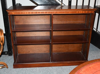 Lot 1254 - A Reproduction Mahogany Veneered Open Bookcase,...